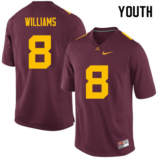 Youth #8 Mark Williams Minnesota Golden Gophers College Football Jerseys Sale-Maroon - Click Image to Close